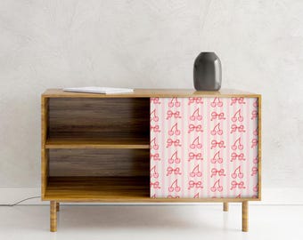 Papier kontaktowy Cherry Bow Furniture, samoprzylepna tapeta, różowo-czerwony, słodka dekoracja szuflady komody