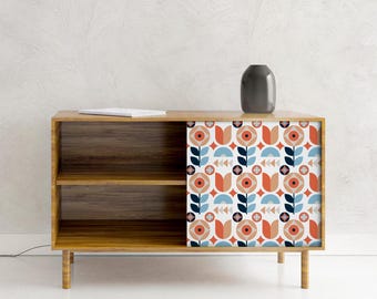 Floral Möbel Kontaktpapier, Schälen und Aufkleben Tapete, Rost Blau, Blüte Kommode Schubladen Dekor - Schälen und Aufkleben Tapete