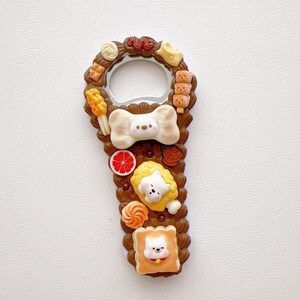 Cream Resin Bottle Opener | Kawaii Kitchen Accessory | Unique Gift for Him & Her | Conversation StarterNonmagnetic puppy dessert