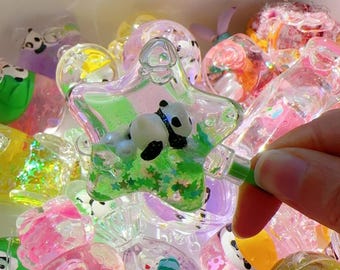 Liquid Glitter Sand Bottle Keychain | Cute Panda Acrylic Charm, Mini Floating Jar for Bag or Keys, Kawaii Gift for Women