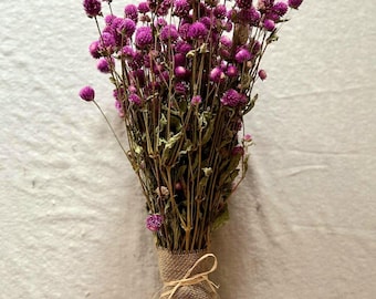 Dried Bi-Colour Rose Gomphrena Bouquet, Globe Amaranth, Home Decor, Dried Flowers