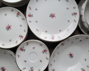 Platos vintage de chintz Meito Rose