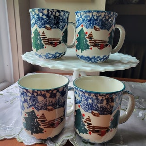 Vintage Tienshan Cabin in the Snow Mugs