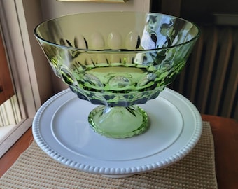 Green Glass Footed Compote
