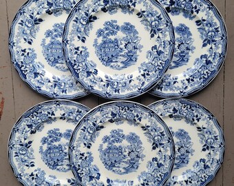 Vintage Royal Staffordshire Tonquin Blue Dessert Plates