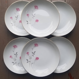 Vintage Rose Crest Fine China Soup Bowls