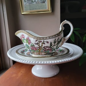 Antique Coalport India Tree Gravy Boat with Underplate