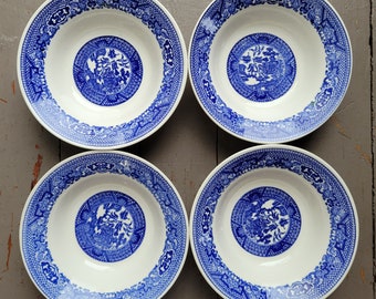 Vintage Blue and White Transferware Royal Ironstone Cereal Bowls