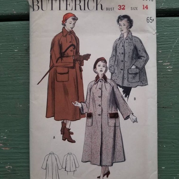 Vintage Butterick 1940s Coat Pattern
