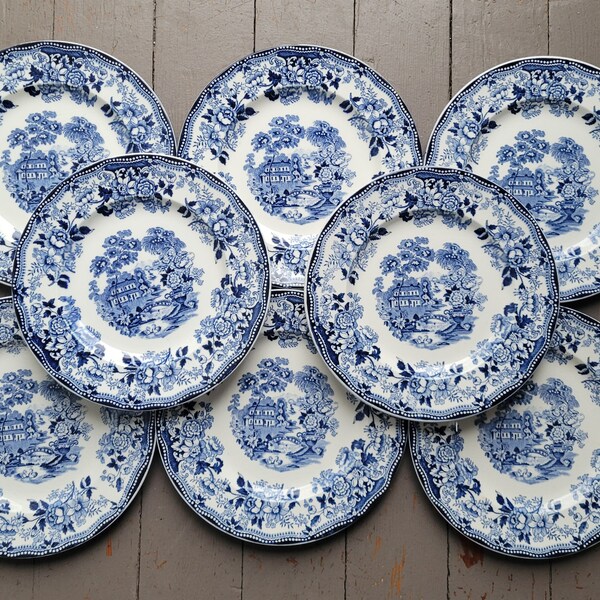 Vintage Royal Staffordshire Tonquin Blue Dessert Plates