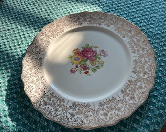 Lajean Warranted 22 Karat Gold 11" Dinner Platter Keystone Canonsburg Pottery Co