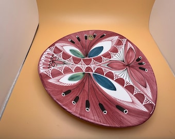 Elle Norsk MCM Hand Painted Norway Triangular Pink Butterfly Plate 8"