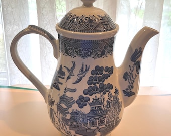 Blue Willow China Coffee Pot Made in England