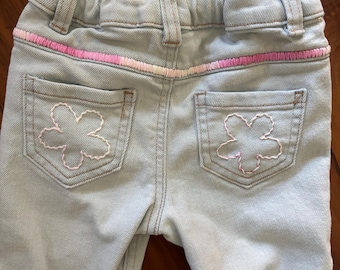 One of a Kind Hand-embroidered Garanimal's Girls Jeans Size 2T