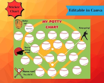 Editable Potty Training Baseball Sticker Chart for Toddlers
