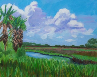 September Marsh 16 x 20 acrylic on canvas Palm, landcape painting