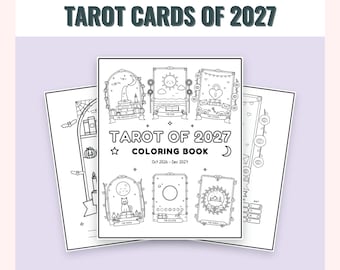 Tarot Coloring Calendar 2027, Witchy Bookish Journal Prompts (Digital Download - Personal Use)