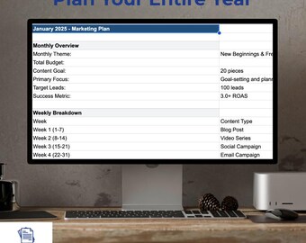 2025 Marketing Calendar Template | Annual Content Planning Spreadsheet | Campaign Tracker