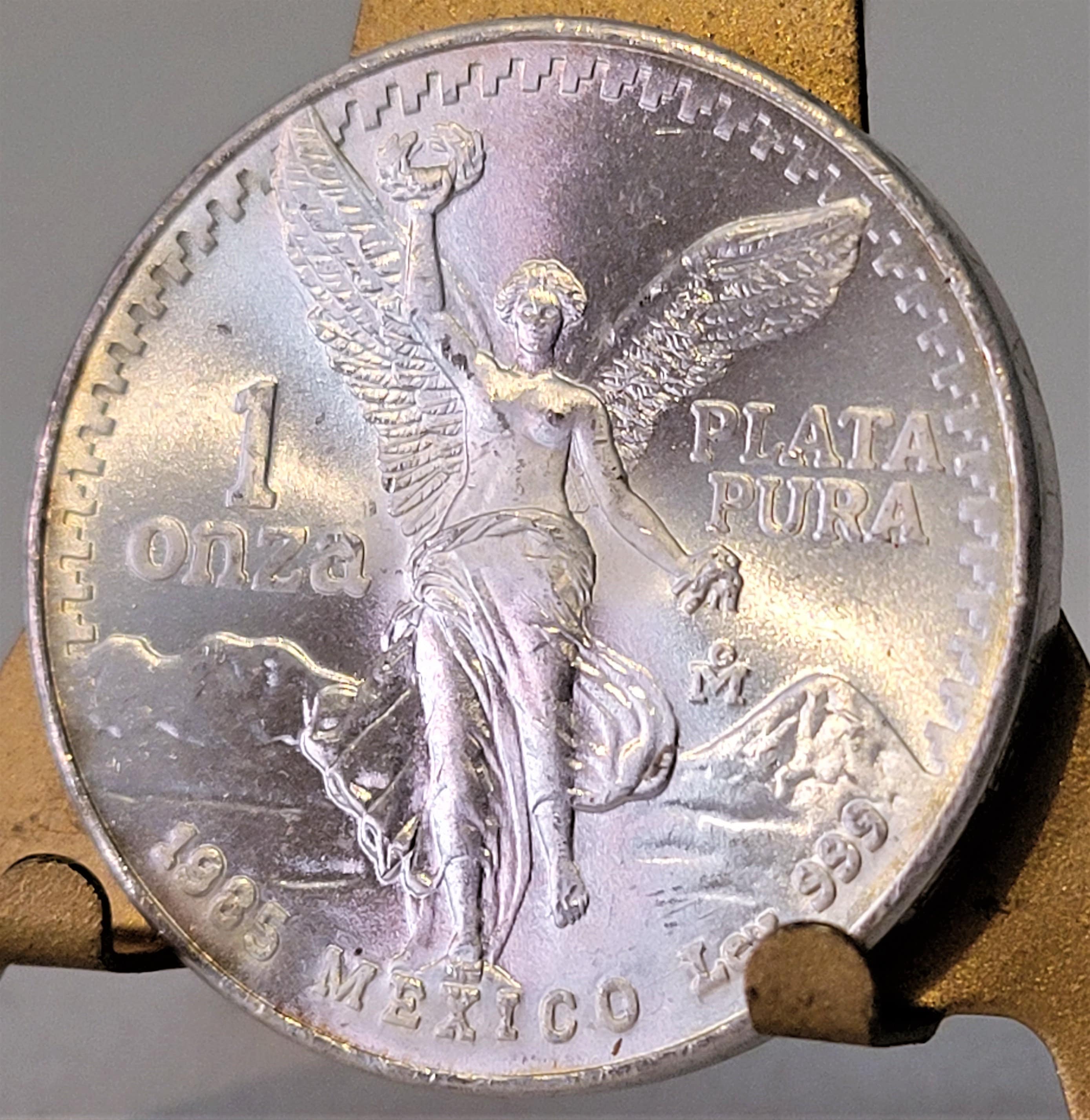 【着後レビューで 送料無料】 1985 1 Plata .999 Ley UNC BU Gem Libertad Mexico Onza Oz 西洋