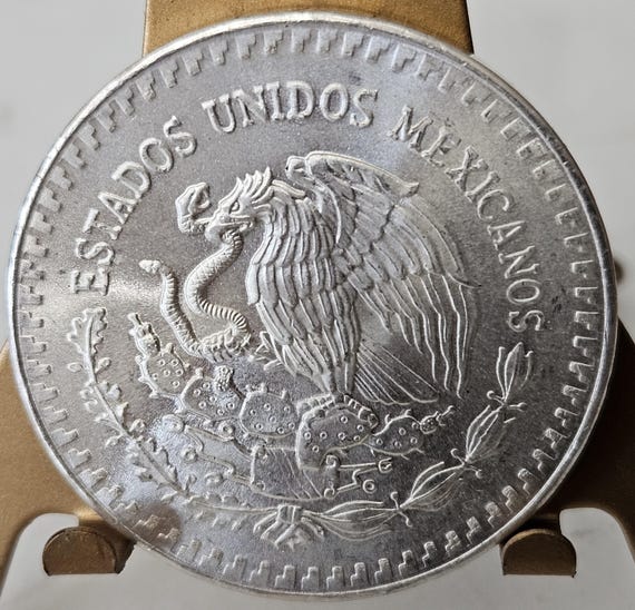 1985 Mexico Libertad 1 Oz .999 Plata Pura Silver Coin - Winged