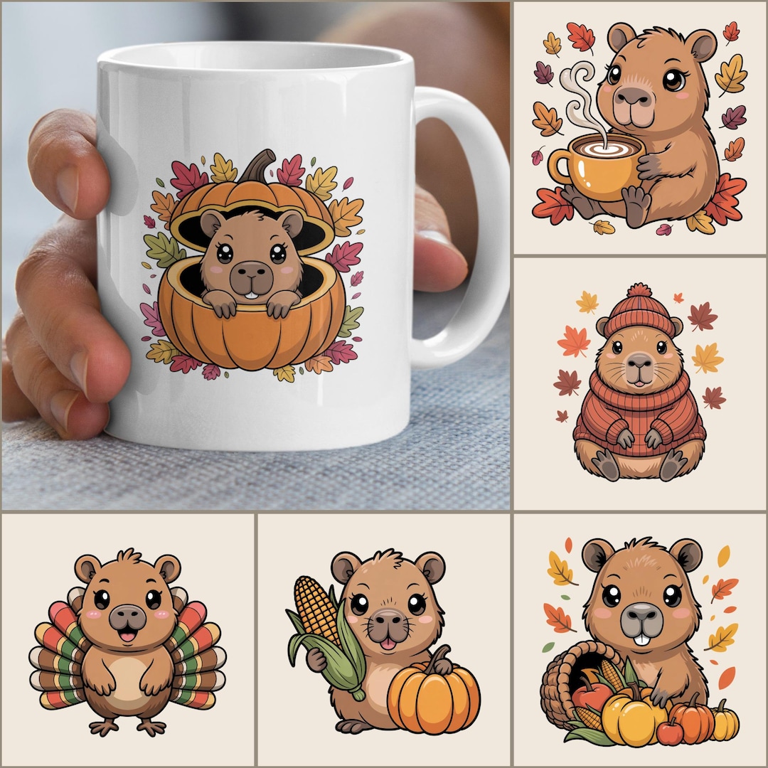 Thanksiving Capybara Autumn Capybara PNG Bundle: Thanksgiving Clipart (digital Download) - Etsy