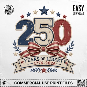 250 Years of Liberty 1776-2026 Patriotic SVG PNG Sestercentennial Design