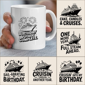Birthday Cruise Ship PNG & SVG Bundle: Retro Digital Designs