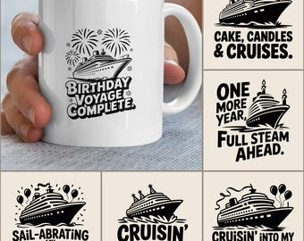 Birthday Cruise Ship PNG & SVG Bundle: Retro Digital Designs