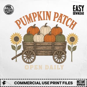 Pumpkin Patch Wagon SVG PNG Sublimation Design Fall Farmhouse Harvest