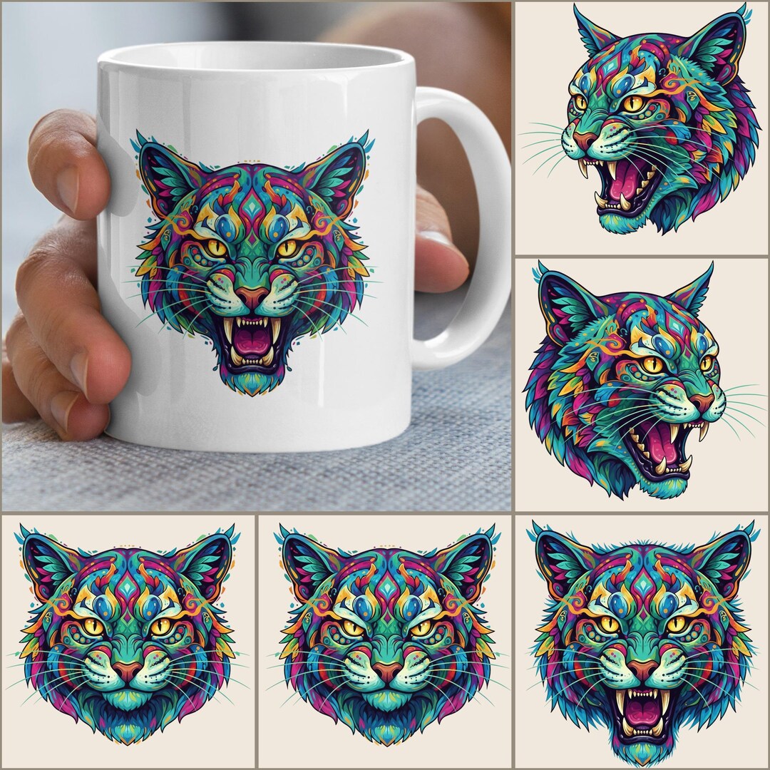 Colorful Wildcat Mascot SVG PNG Bundle: School Spirit Decals (instant ...