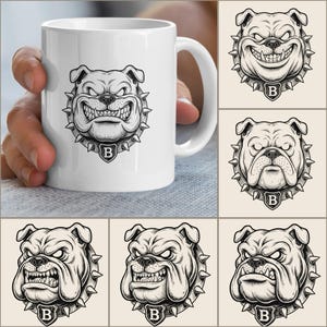 Bulldog Head PNG SVG Bundle: Digital Files (Instant Download)