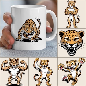 Leopard Mascot PNG & SVG Bundle: Leopard Head Clip Art (Digital Download)