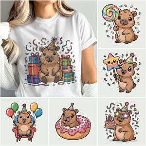 Capybara Digital Bundle, Party Capybara PNG, Birthday, PNG Capybaras png, Cute Rodent Clipart, Celebration Vector, Digital Download