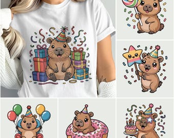 Capybara Birthday Party PNG Clipart Bundle (Digital Download)