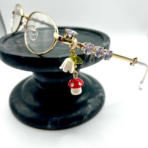 Flower Mushroom Glasses Charm