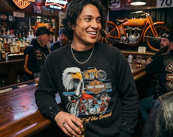 Vintage 1988 Harley Davidson Best of the Breed Eagle-sweater zwart heren M EUC