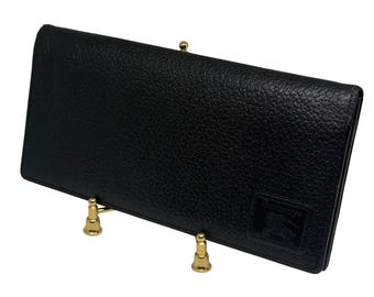 Vintage Burberrys zwarte lange portemonnee-clutch met structuurleer GUC cadeau