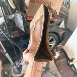 Valentino brown leather V pattern clutch bag image 2