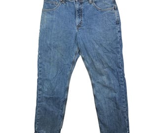 VTG Carhartt Relaxed Flannel Lined Jeans Bleu Homme Vêtements De Travail Distress 32x32