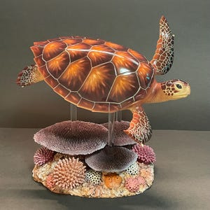 Realistisches Meeresschildkrötenmodell (Bitte Beschreibung lesen) – Handgefertigte Meerestierfigur, Skulptur eines Meerestieres