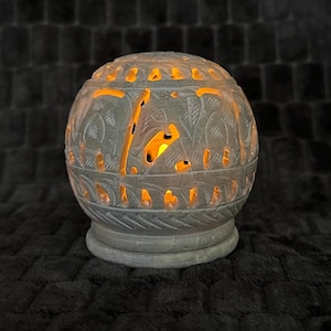 Hand-Carved Stone Candle Holders – Round Tea Light & Multi-Candle Design with Incense Holder (Sold Individually)