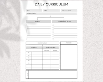 BJJ Class Planners + Coaching Templates Printable & Editable Daily Lesson Plan for Brazilian Jiu-Jitsu Coaches