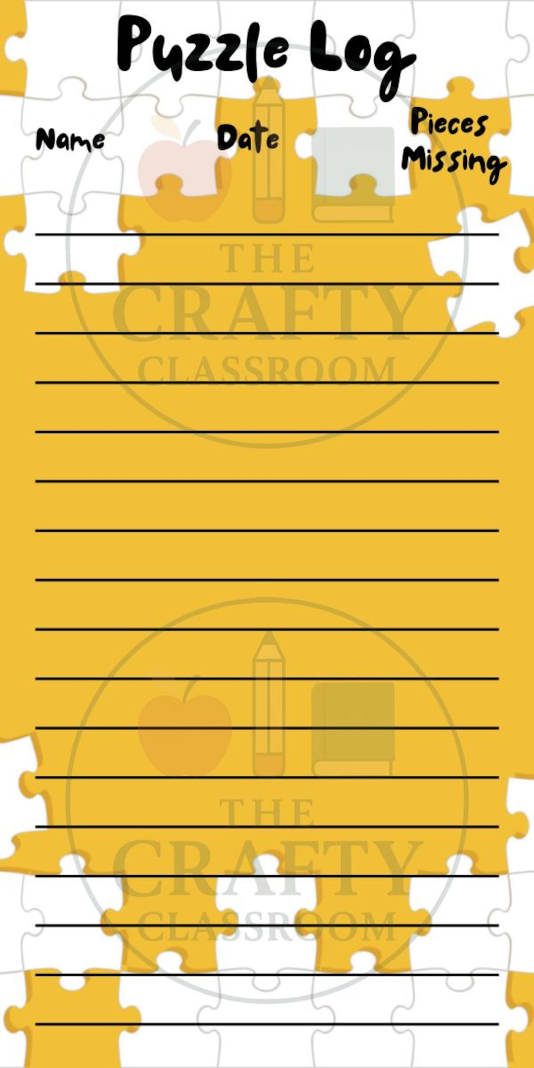 Printable Puzzle Completion Log for Lending Libraries or Personal Use ...