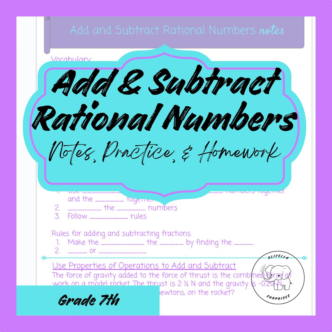 Add and Subtract Rational Numbers: 7th Grade Math PDF (guided Notes ...
