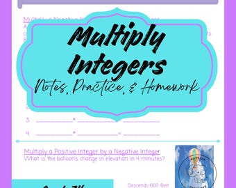 Multiply Integers Guided Notes: Grade 7 Math Practice (PDF Download)