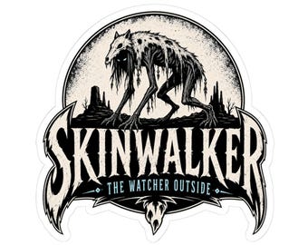 Skinwalker el Vigilante - Pegatina con corte de beso para exteriores / Diseño de criatura críptida de terror