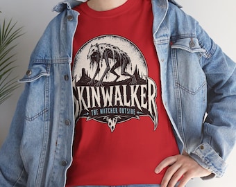 Camiseta con logo Skinwalker / Camiseta con estampado de hombre lobo y luna