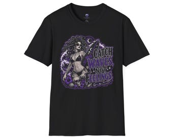 Camiseta Surf Medusa "Atrapa olas, no sentimientos" / Ilustración retro gótica de surf