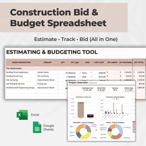 Construction Estimate Spreadsheet | Job Cost & Quote Template (Excel / Google Sheets)