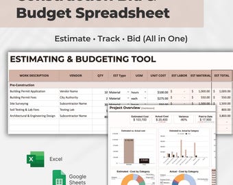 Construction Estimate Spreadsheet | Job Cost & Quote Template (Excel / Google Sheets)